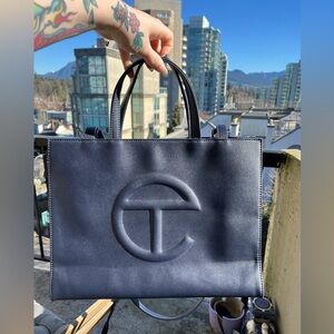 Telfar Navy Medium Shopping Bag